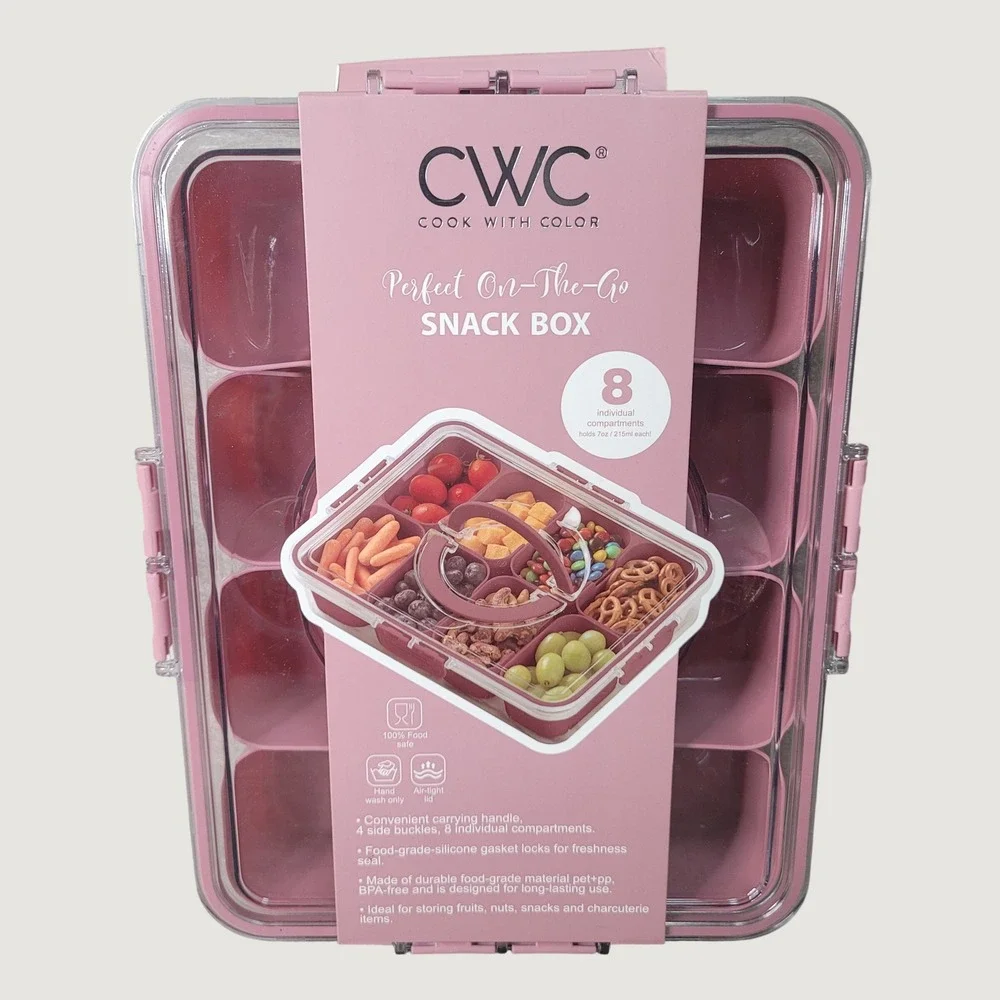 Cook With Color Perfect On-The-Go Snack Box Pink 8 Compartment WASNKB4 Travel